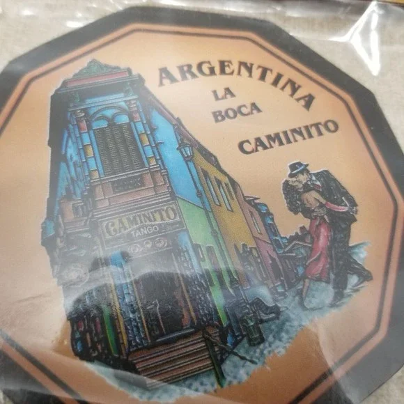Argentina La Boca Caminito Buenos Aires Drink Beer Coasters Set of 6 Tango Jokas - Picture 2 of 8